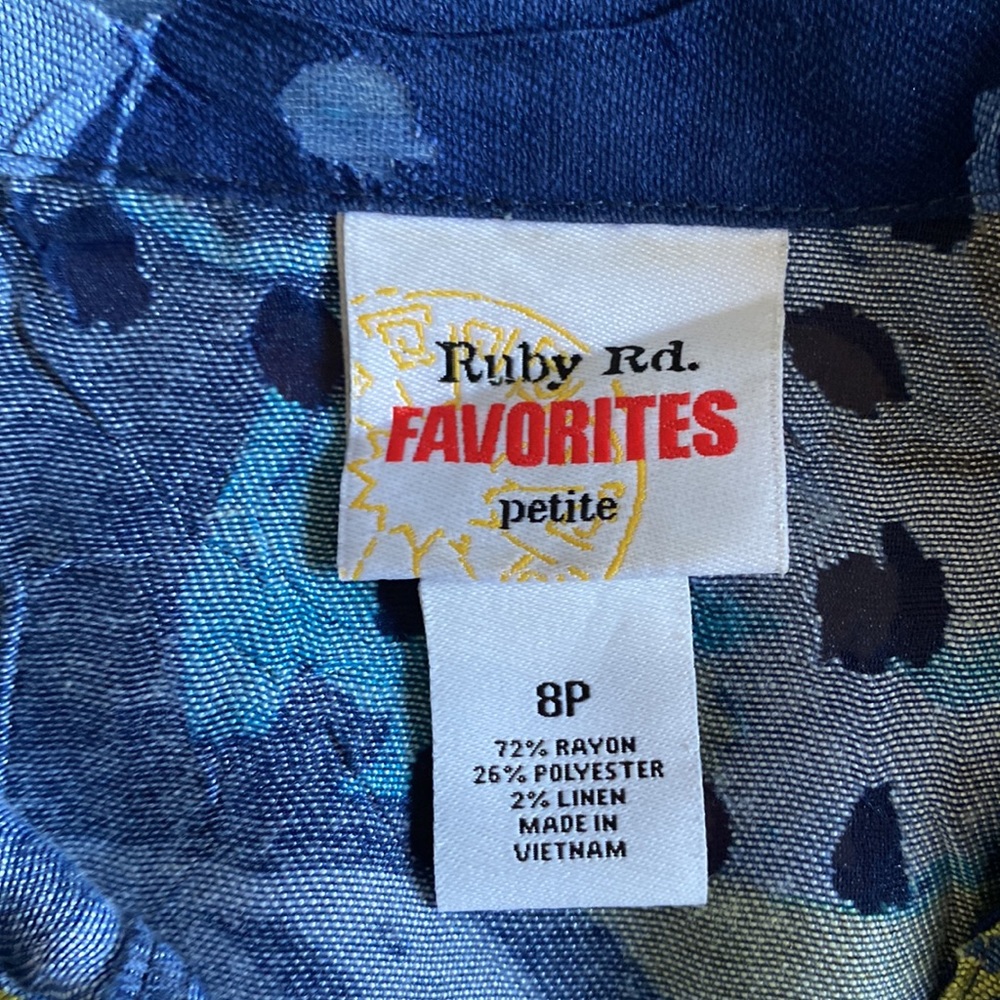 Ruby Rd Blue and Green Collared Top - Picture 7 of 11